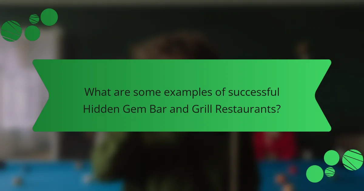 What are some examples of successful Hidden Gem Bar and Grill Restaurants?